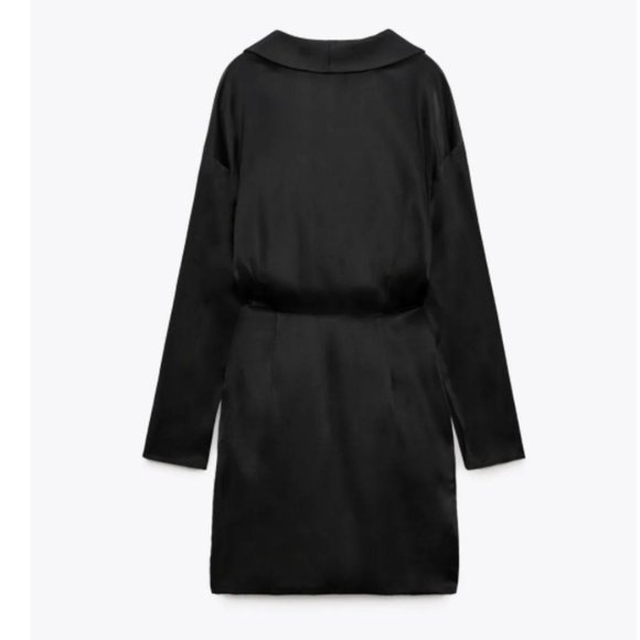 NWT ZARA BLACK JEWEL TRIM SATIN EFFECT DRESS  SIZE LARGE - Picture 4 of 9